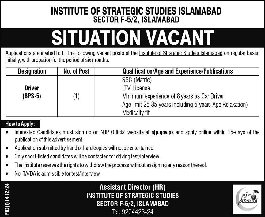 Institute of Strategic Studies Jobs