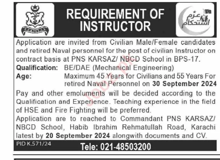 PNS KARSAZ Latest Jobs